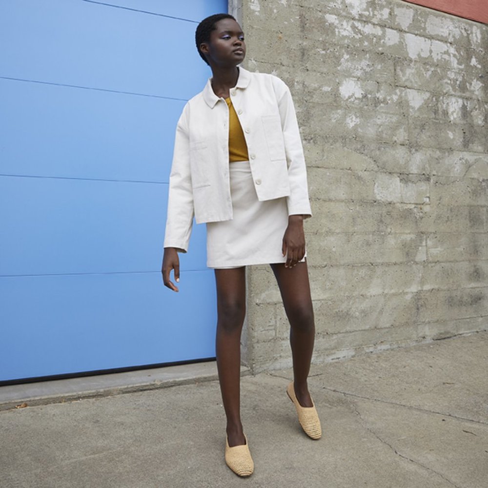 Ali Golden Canvas Cropped Jacket - Bone Size Medium